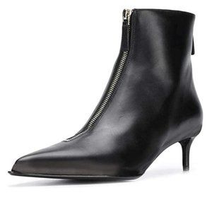 XYD Trendy Double Zippers Ankle Boots Pointy Close